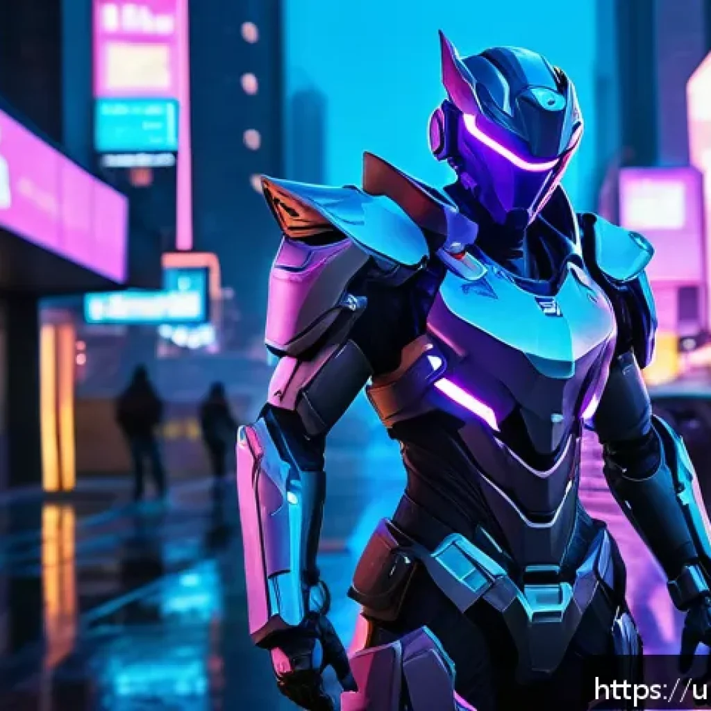 오버워치2 한정판 스킨 리스트 - A futuristic, neon-lit warrior inspired by Genji&rsquo;s "Neon Knight" skin from Overwatch 2, featuring sl...