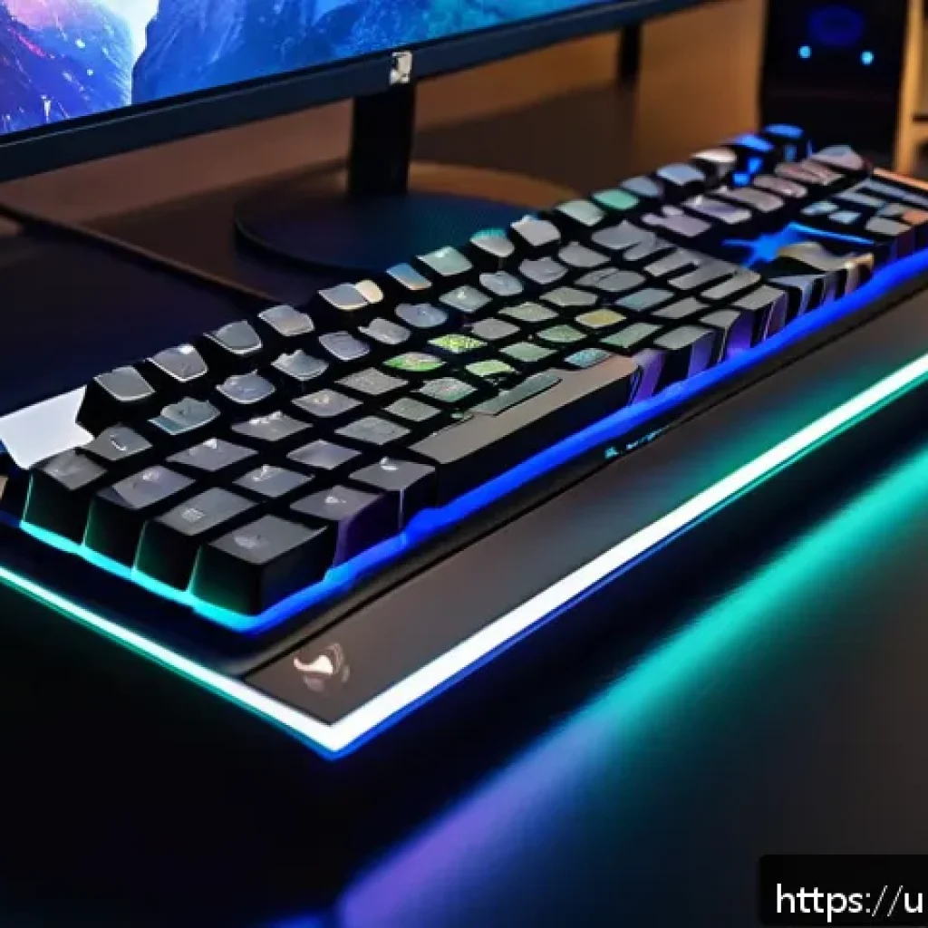 오버워치2 키보드 및 마우스 설정 - A detailed close-up of a modern gaming setup tailored for an Urdu-speaking gamer: a high-quality wir...